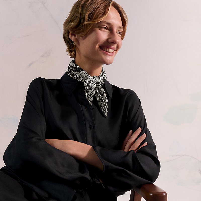 Brides de Gala pleated bandana 55 - White | Hermès USA